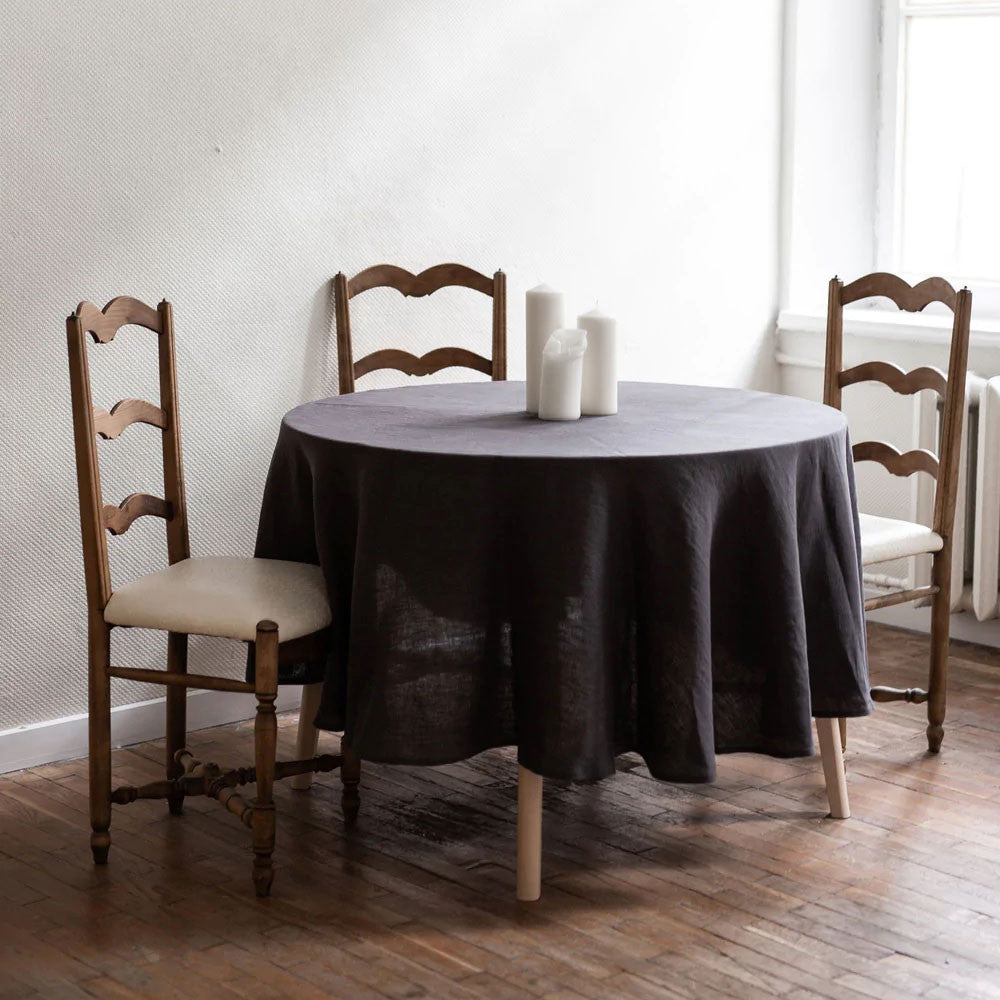 Runde Tischdecke aus Leinen