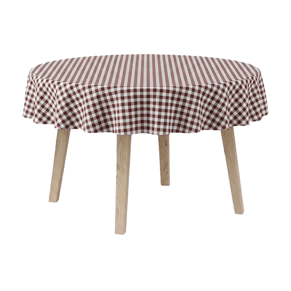 Runde Tischdecke aus Baumwolle - Brown check - D1021¨
