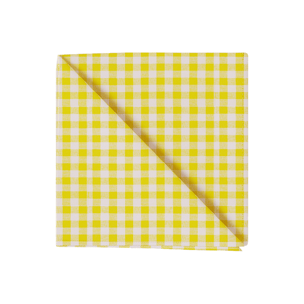 Karierte Serviette aus Baumwolle - Yellow check - D1023,
