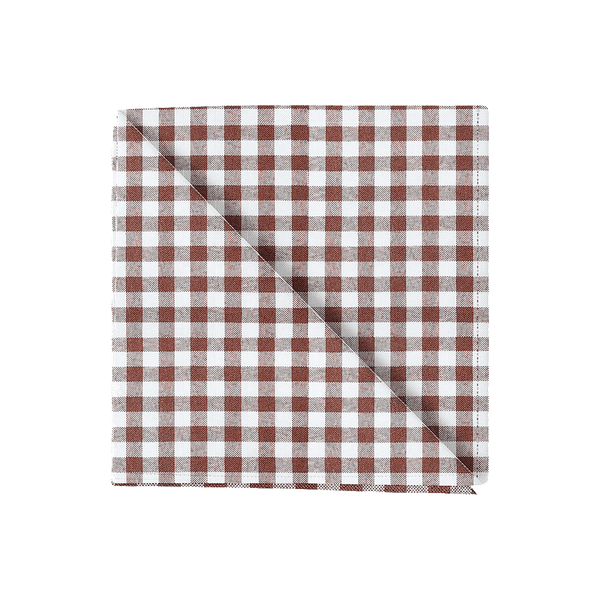 Karierte Serviette aus Baumwolle - Brown check - D1021,